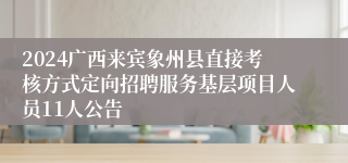 2024广西来宾象州县直接考核方式定向招聘服务基层项目人员11人公告