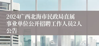 2024广西北海市民政局直属事业单位公开招聘工作人员2人公告