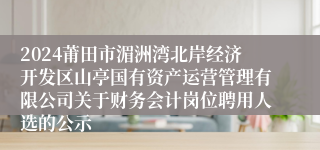 2024莆田市湄洲湾北岸经济开发区山亭国有资产运营管理有限公司关于财务会计岗位聘用人选的公示