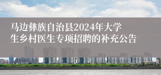 马边彝族自治县2024年大学生乡村医生专项招聘的补充公告