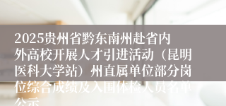 2025贵州省黔东南州赴省内外高校开展人才引进活动（昆明医科大学站）州直属单位部分岗位综合成绩及入围体检人员名单公示