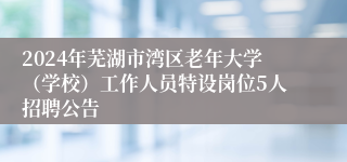 2024年芜湖市湾区老年大学（学校）工作人员特设岗位5人招聘公告