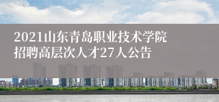 2021山东青岛职业技术学院招聘高层次人才27人公告