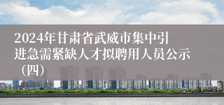 2024年甘肃省武威市集中引进急需紧缺人才拟聘用人员公示（四）