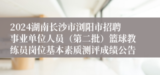 2024湖南长沙市浏阳市招聘事业单位人员（第二批）篮球教练员岗位基本素质测评成绩公告