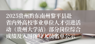 2025贵州黔东南州黎平县赴省内外高校事业单位人才引进活动（贵州大学站）部分岗位综合成绩及入围体检人员名单公示