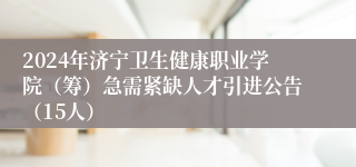 2024年济宁卫生健康职业学院（筹）急需紧缺人才引进公告（15人）