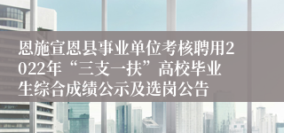 恩施宣恩县事业单位考核聘用2022年“三支一扶”高校毕业生综合成绩公示及选岗公告