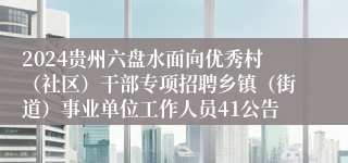 2024贵州六盘水面向优秀村（社区）干部专项招聘乡镇（街道）事业单位工作人员41公告