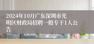 2024年10月广东深圳市光明区财政局招聘一般专干1人公告