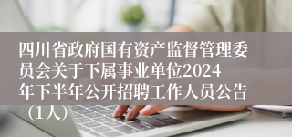 四川省政府国有资产监督管理委员会关于下属事业单位2024年下半年公开招聘工作人员公告（1人）