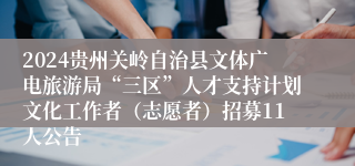 2024贵州关岭自治县文体广电旅游局“三区”人才支持计划文化工作者（志愿者）招募11人公告