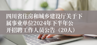 四川省住房和城乡建设厅关于下属事业单位2024年下半年公开招聘工作人员公告（20人）