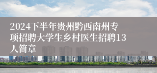 2024下半年贵州黔西南州专项招聘大学生乡村医生招聘13人简章