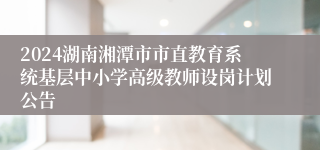 2024湖南湘潭市市直教育系统基层中小学高级教师设岗计划公告