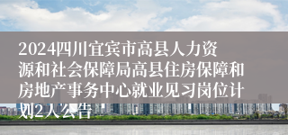 2024四川宜宾市高县人力资源和社会保障局高县住房保障和房地产事务中心就业见习岗位计划2人公告