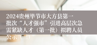 2024贵州毕节市大方县第一批次“人才强市”引进高层次急需紧缺人才（第一批）拟聘人员公示（三）