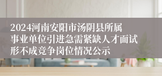 2024河南安阳市汤阴县所属事业单位引进急需紧缺人才面试形不成竞争岗位情况公示