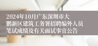 2024年10月广东深圳市大鹏新区建筑工务署招聘编外人员笔试成绩及有关面试事宜公告