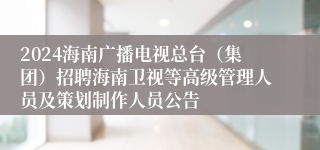 2024海南广播电视总台（集团）招聘海南卫视等高级管理人员及策划制作人员公告