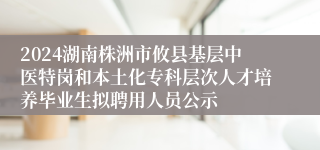 2024湖南株洲市攸县基层中医特岗和本土化专科层次人才培养毕业生拟聘用人员公示