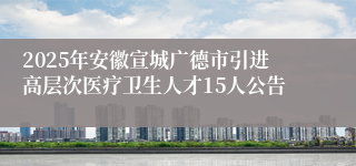 2025年安徽宣城广德市引进高层次医疗卫生人才15人公告