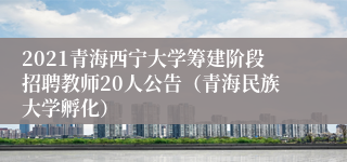 2021青海西宁大学筹建阶段招聘教师20人公告（青海民族大学孵化）