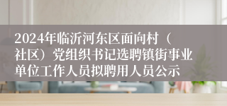 2024年临沂河东区面向村（社区）党组织书记选聘镇街事业单位工作人员拟聘用人员公示