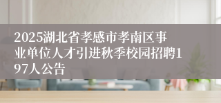 2025湖北省孝感市孝南区事业单位人才引进秋季校园招聘197人公告