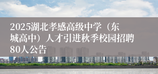 2025湖北孝感高级中学（东城高中）人才引进秋季校园招聘80人公告