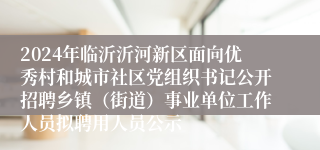 2024年临沂沂河新区面向优秀村和城市社区党组织书记公开招聘乡镇（街道）事业单位工作人员拟聘用人员公示