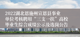 2022湖北恩施州宣恩县事业单位考核聘用“三支一扶”高校毕业生综合成绩公示及选岗公告