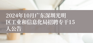 2024年10月广东深圳光明区工业和信息化局招聘专干15人公告