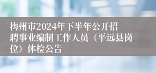 梅州市2024年下半年公开招聘事业编制工作人员（平远县岗位）体检公告