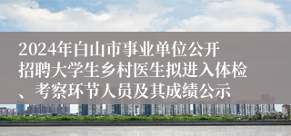 2024年白山市事业单位公开招聘大学生乡村医生拟进入体检、考察环节人员及其成绩公示