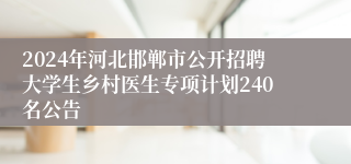 2024年河北邯郸市公开招聘大学生乡村医生专项计划240名公告