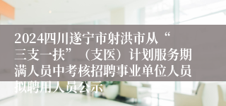 2024四川遂宁市射洪市从“三支一扶”（支医）计划服务期满人员中考核招聘事业单位人员拟聘用人员公示