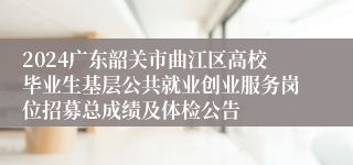 2024广东韶关市曲江区高校毕业生基层公共就业创业服务岗位招募总成绩及体检公告