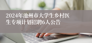 2024年池州市大学生乡村医生专项计划招聘6人公告