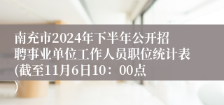 南充市2024年下半年公开招聘事业单位工作人员职位统计表(截至11月6日10：00点)