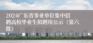 2024广东省事业单位集中招聘高校毕业生拟聘用公示（第六批）