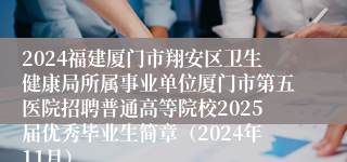 2024福建厦门市翔安区卫生健康局所属事业单位厦门市第五医院招聘普通高等院校2025届优秀毕业生简章（2024年11月）