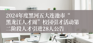 2024年度黑河五大连池市“黑龙江人才周”校园引才活动第二阶段人才引进28人公告