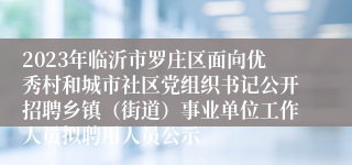 2023年临沂市罗庄区面向优秀村和城市社区党组织书记公开招聘乡镇（街道）事业单位工作人员拟聘用人员公示