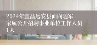 2024年宜昌远安县面向随军家属公开招聘事业单位工作人员1人