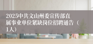 2025中共文山州委宣传部直属事业单位紧缺岗位招聘通告（1人）