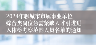 2024年聊城市市属事业单位综合类岗位急需紧缺人才引进进入体检考察范围人员名单的通知