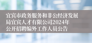 宜宾市政务服务和非公经济发展局宜宾人才有限公司2024年公开招聘编外工作人员公告