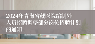 2024年青海省藏医院编制外人员招聘调整部分岗位招聘计划的通知