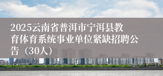 2025云南省普洱市宁洱县教育体育系统事业单位紧缺招聘公告（30人）